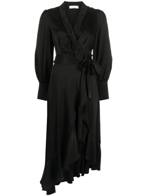 Silk Wrap Midi Dress